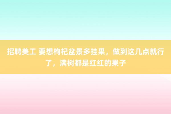 招聘美工 要想枸杞盆景多挂果，做到这几点就行了，满树都是红红的果子